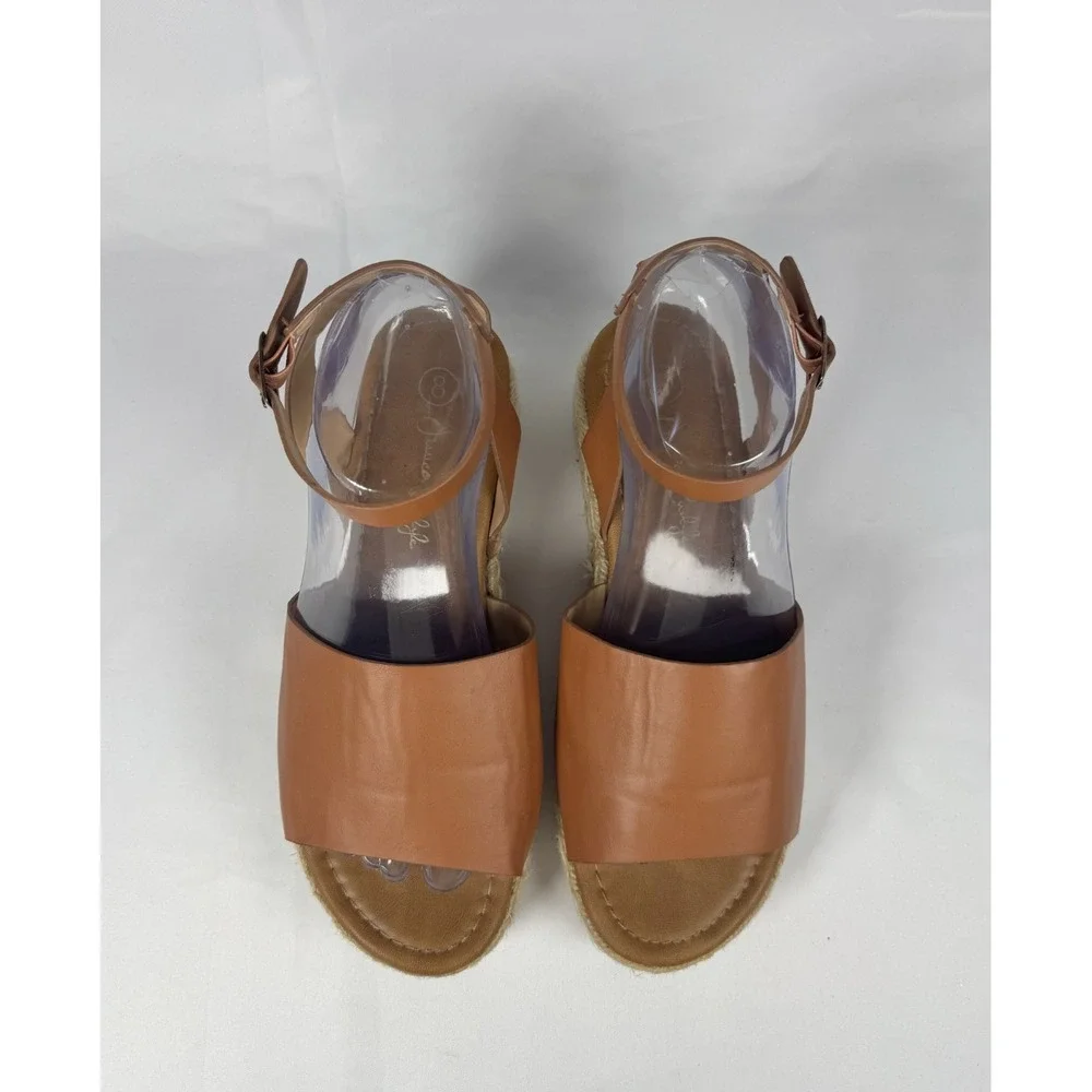 Jessica Carlyle Thea-07L Womens US 8 Espadrille Sandals Brown Leather Open Toe